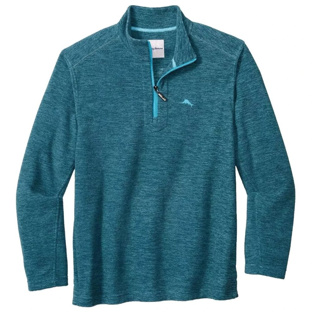 Tommy Bahama Mens Big & Tall 3XLT Cloud Peak Half Zip Fleece Pullover At Sea